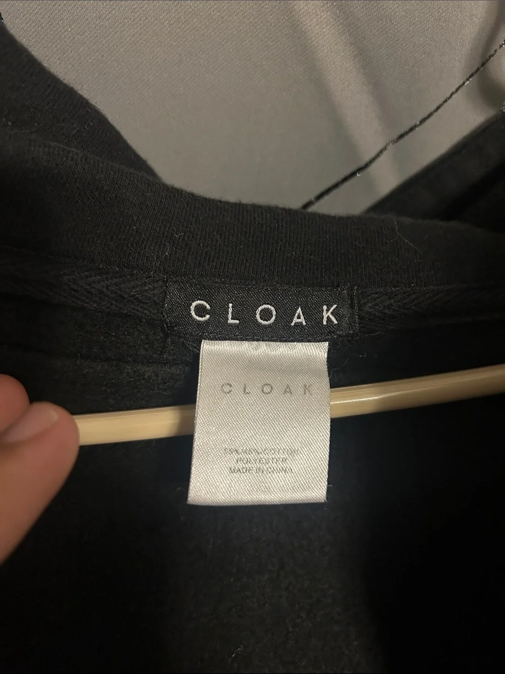 Cloak brand poncho Black Zip-Up Hoodie with Subtle Logo Patch - Picture 3 of 5
